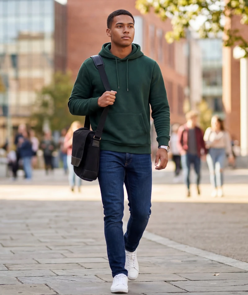 Student walking back in after favorable Title IX outcome